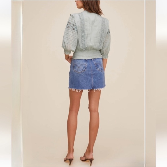 NWT ASTR the Label Anthropologie Faux Wrap Smocked Waist The Wanderer Top med - Picture 4 of 17